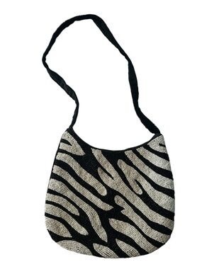 Black & White Zebra Beaded Shoulder Bag Y2K Mini Purse